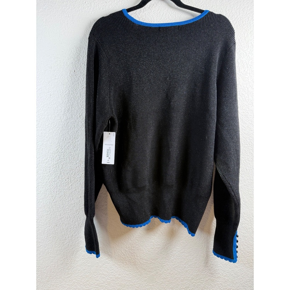 Liz Claiborne Black Blue Sparkle Knit Crew Neck Long Sleeve Sweater XXL NWT $49 - Picture 3 of 11